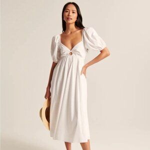 Abercrombie o-ring puff sleeve midi dress